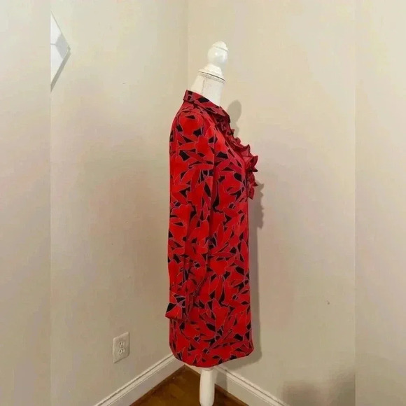 Ann Taylor Floral Ruffle Cuffed Shirtdress in Night Sky Size Small - Picture 5 of 12